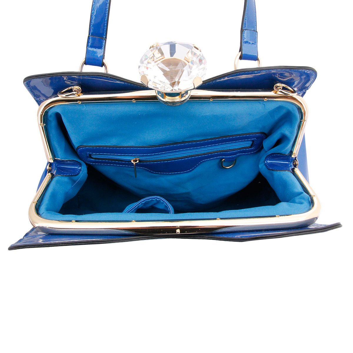 Shiny Royal Blue Frame Handbag Set