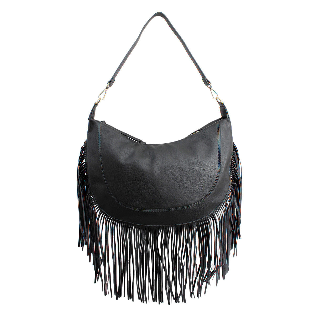 Purse Black Round Fringe Hobo Bag for Women