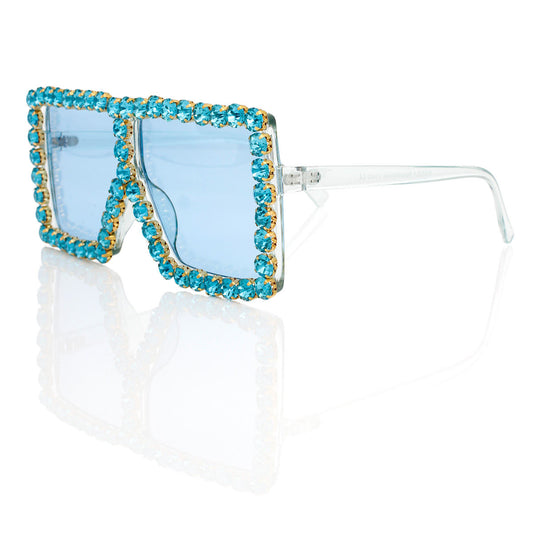 Sunglasses Diamond Blue Square Glasses for Women