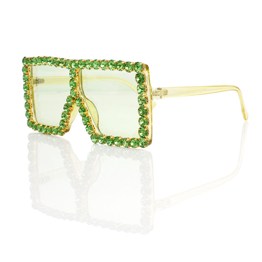 Sunglasses Diamond Green Square Glasses for Women
