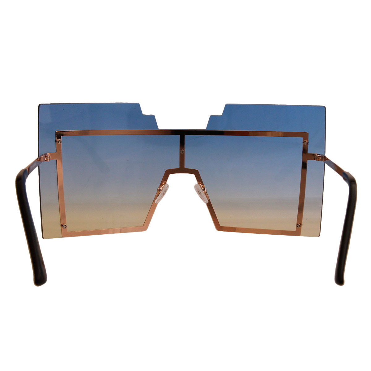 Blue Geometric Shield Sunglasses