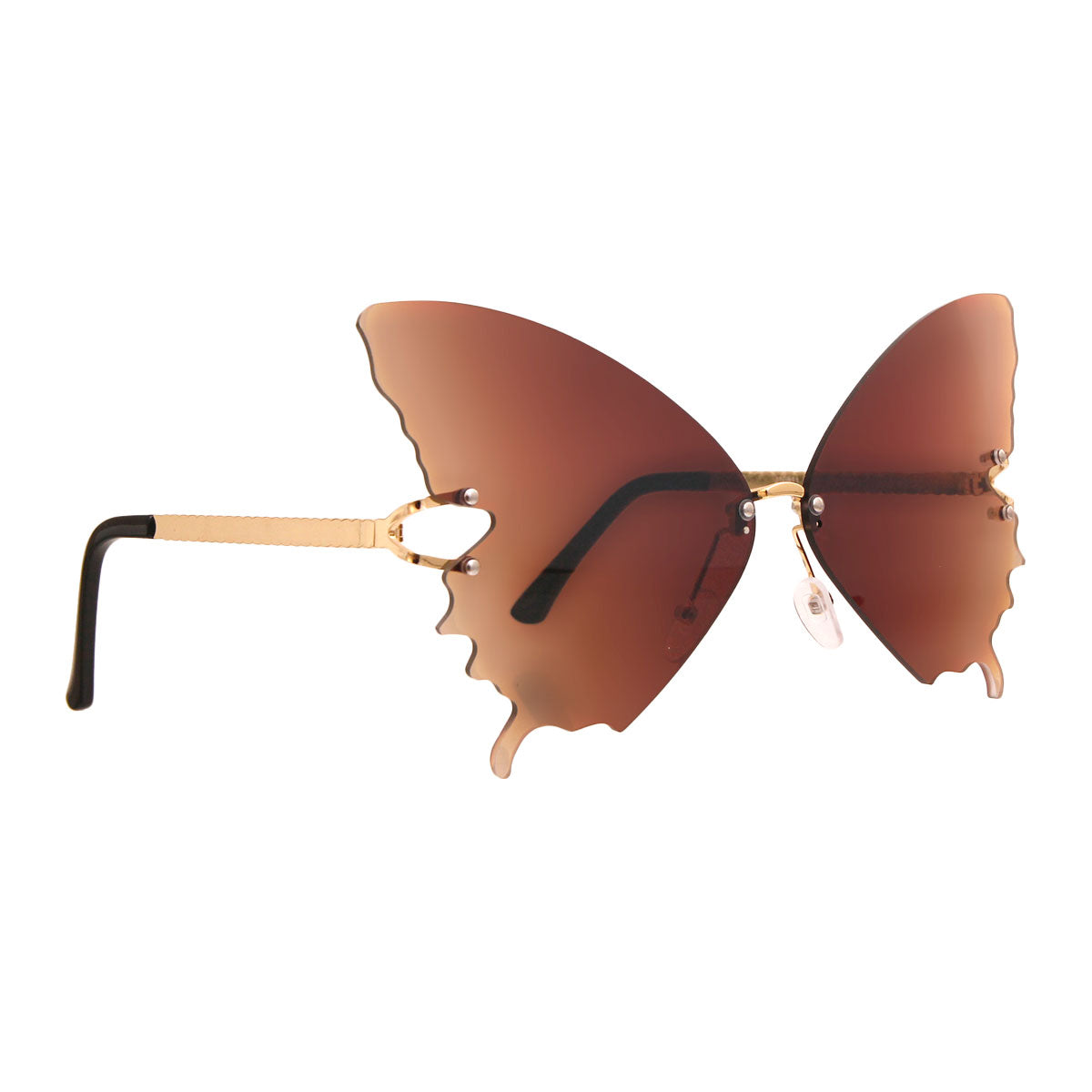 Brown Butterfly Rimless Sunglasses