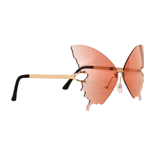 Orange Butterfly Rimless Sunglasses