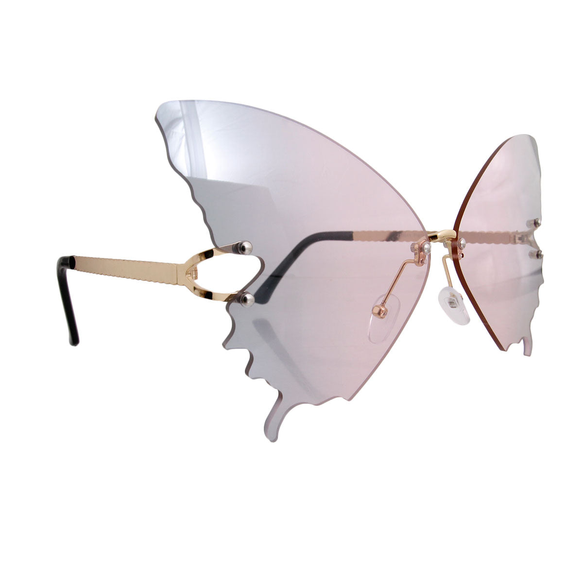 Pink Butterfly Rimless Sunglasses