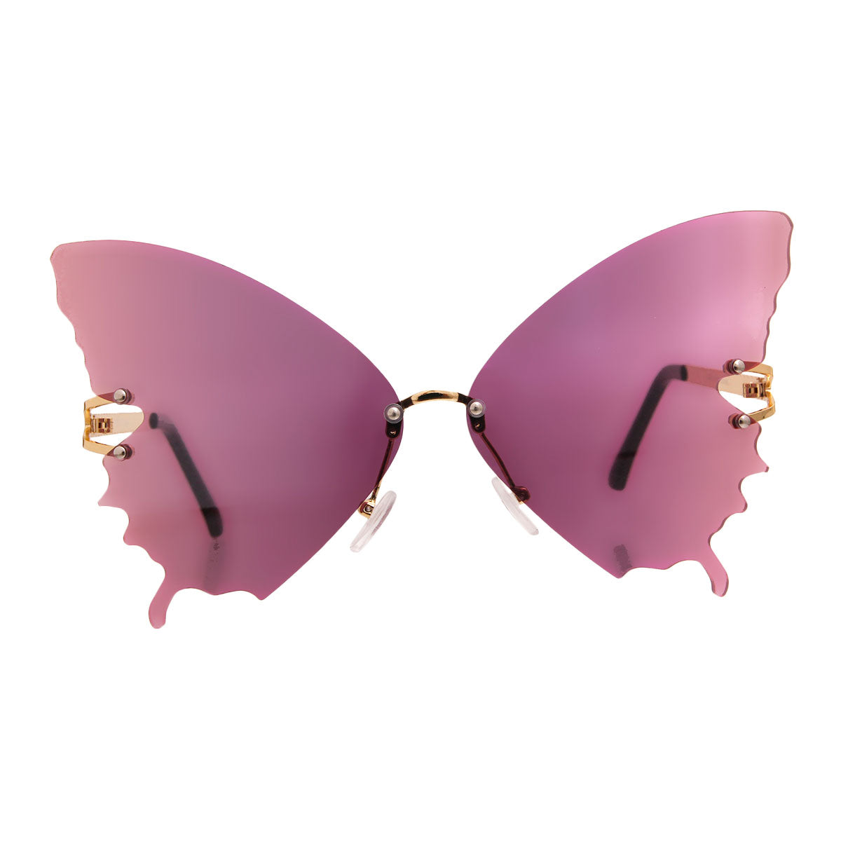 Purple Butterfly Rimless Sunglasses