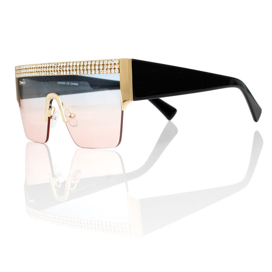 Sunglasses Shield Pave Pink Eyewear for Women