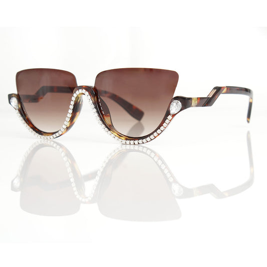 Sunglasses Half Frame Tortoiseshell Eyewear Women