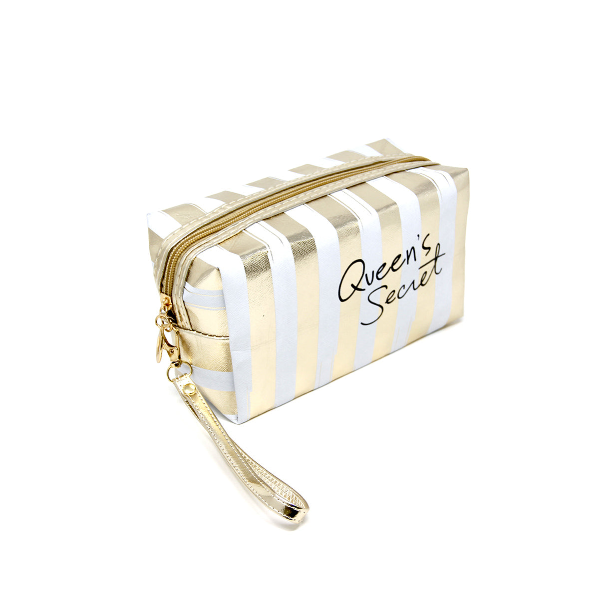 White and Gold Queen's Secret Makeup Pouch