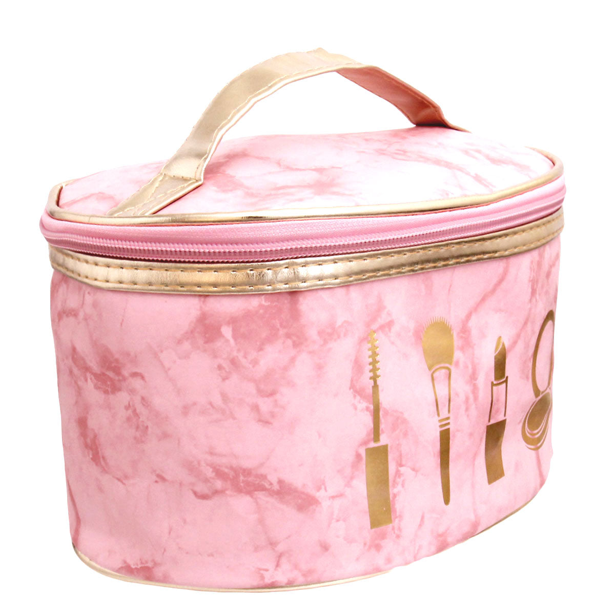 Marbled Pink Round Cosmetic Pouch