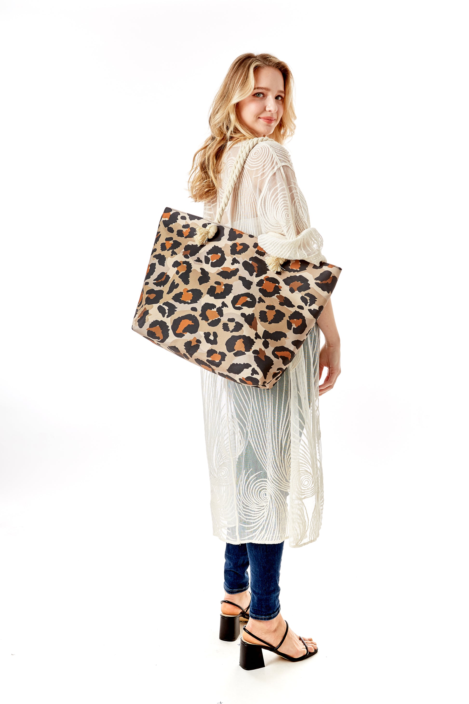 Leopard Canvas Beach Bag