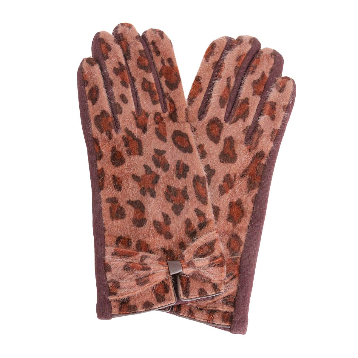 Brown Leopard Ribbon Smart Gloves