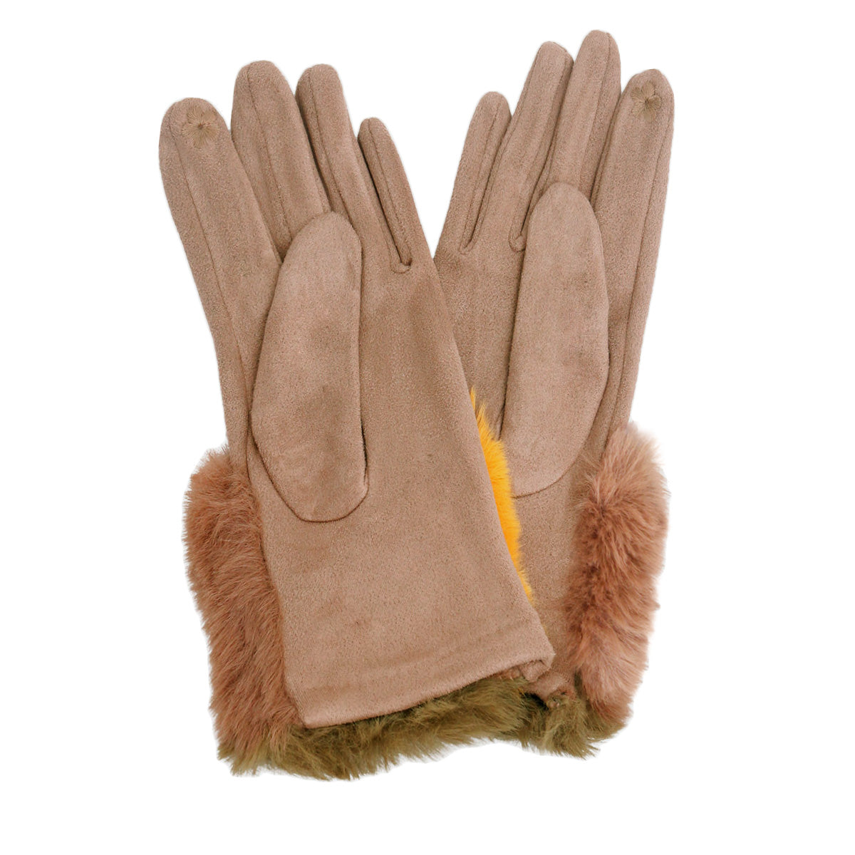 Taupe Fur Color Cuff Smart Gloves