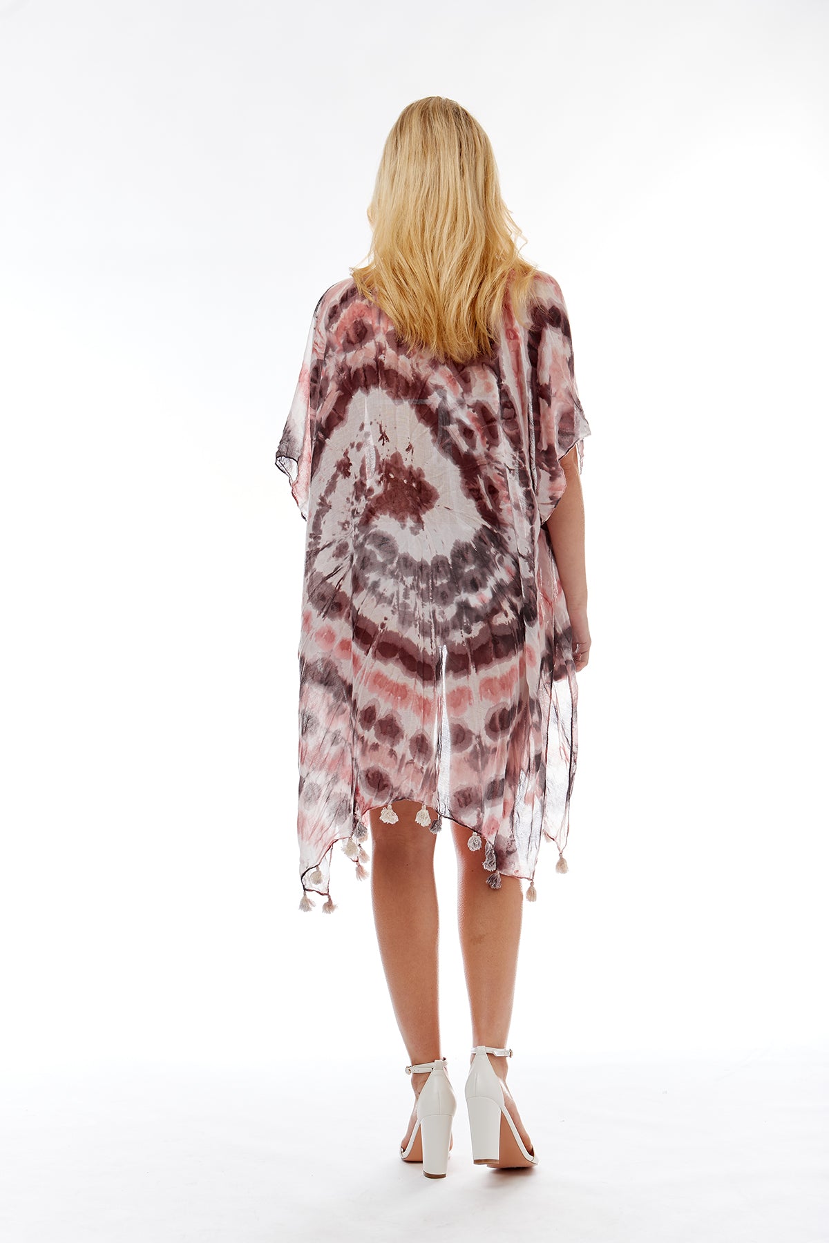 Black and Pink Tie Dye Beach Cover Up
