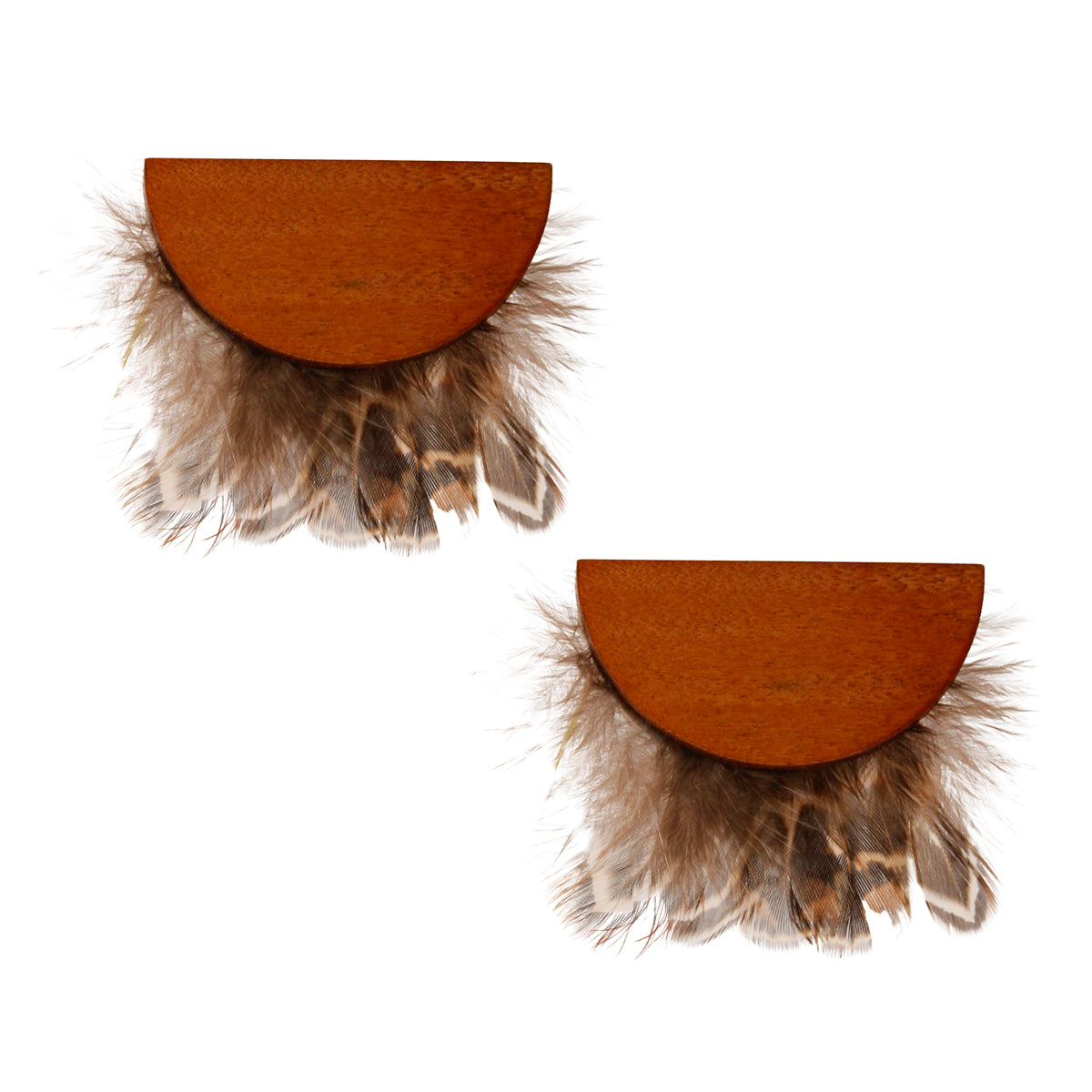 Wood and Feather Earrings