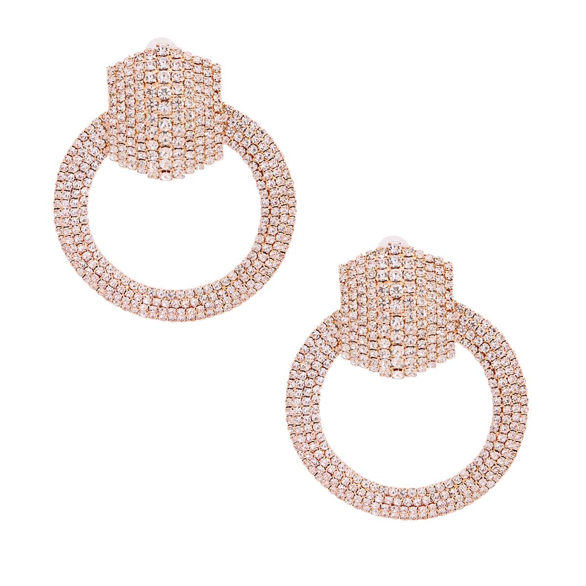 Gold Curved Bling Ring Earrings
