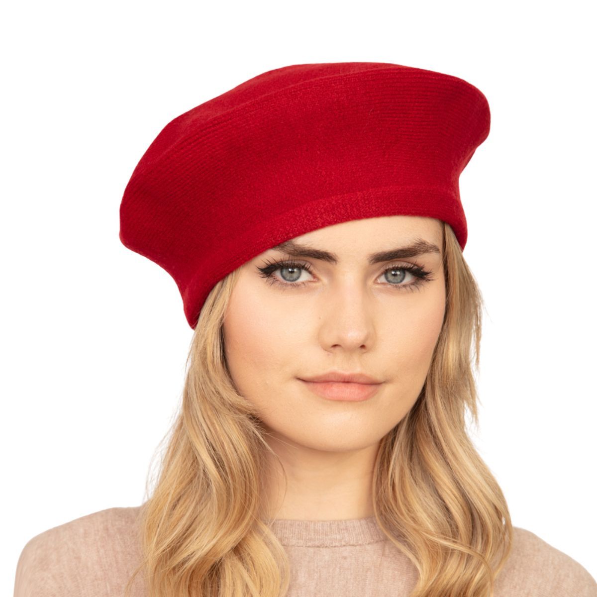 Solid Red Stretchy Beret