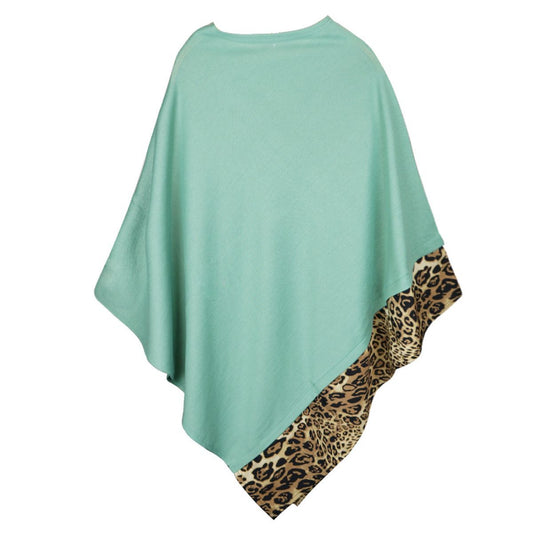 Teal Leopard Lightweight Pointed Poncho