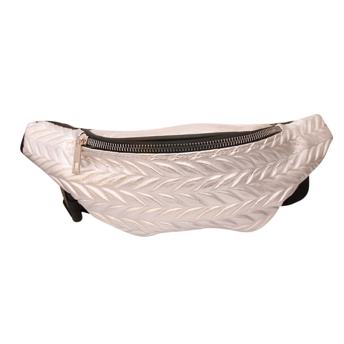 Silver Leather Chevron Fanny Pack