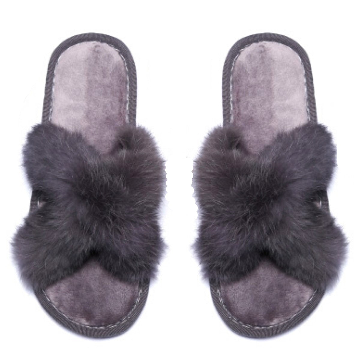 Size Medium Gray Fur Slippers