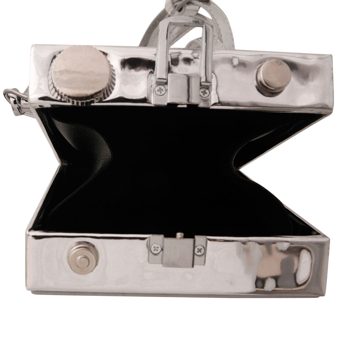 Shiny Silver Camera Handbag