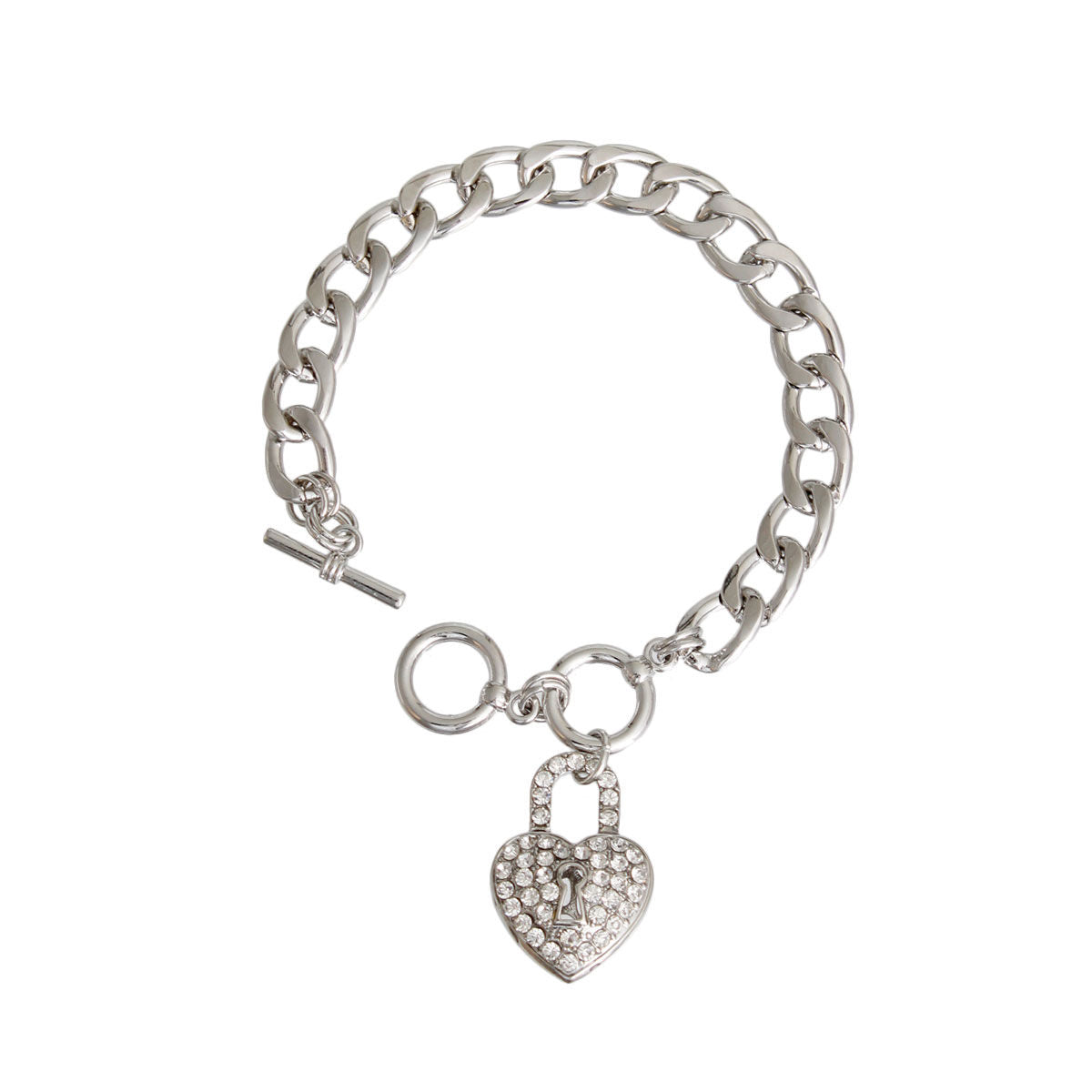 Silver Locked Heart Bracelet
