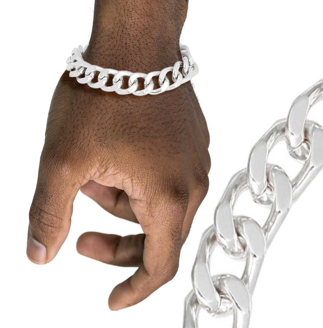 Mens Silver Curb Bracelet