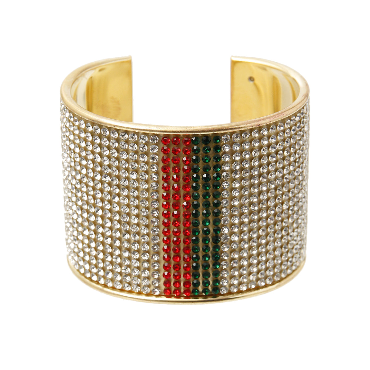 Striped Rhinestone Cuff Bracelet