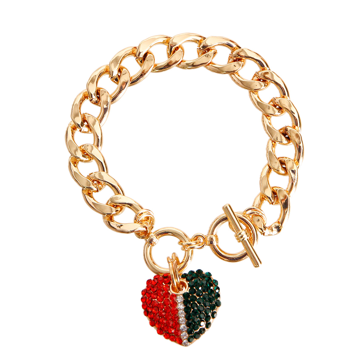 Designer Heart Gold Toggle Bracelet