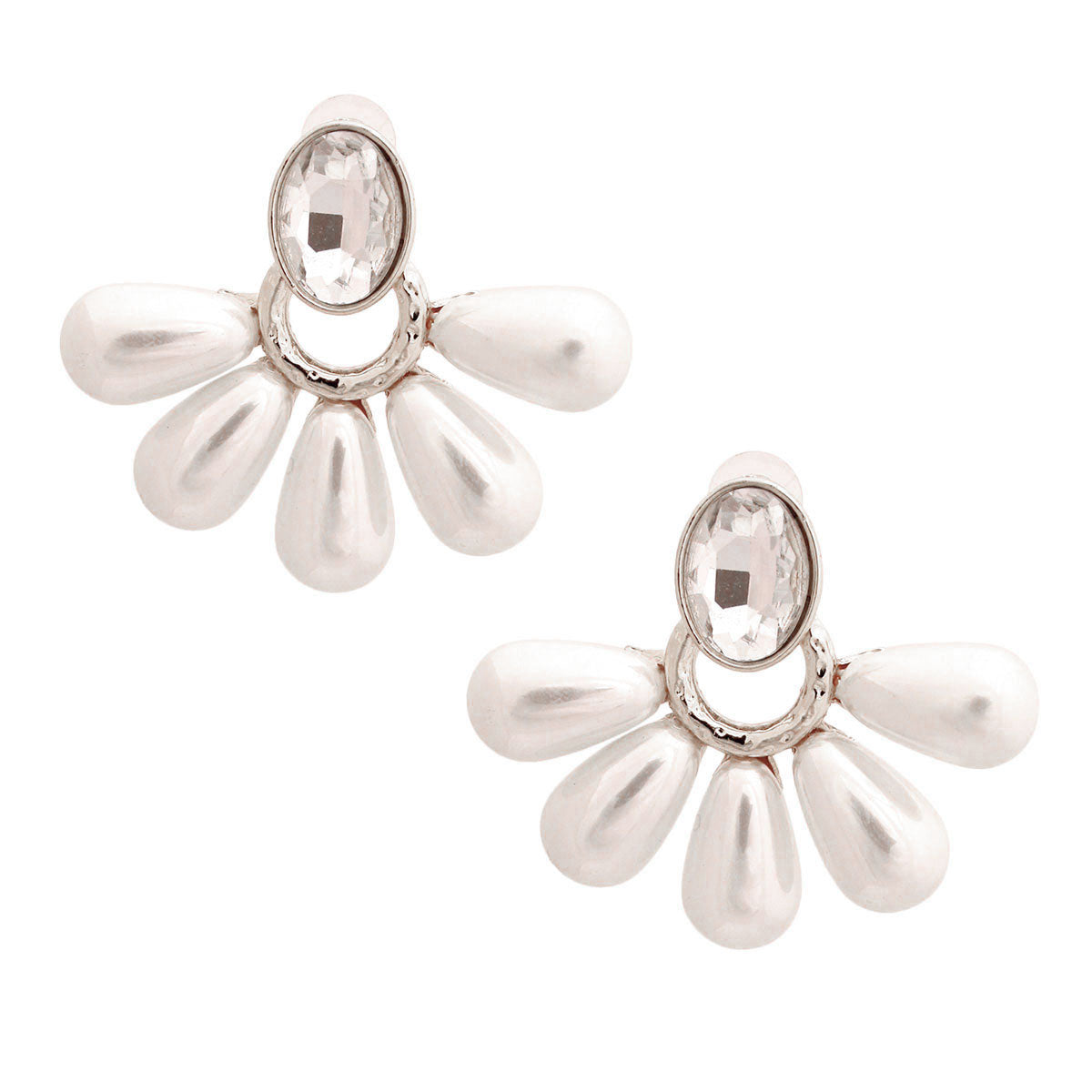 Silver Stud Fan Pearl Earrings