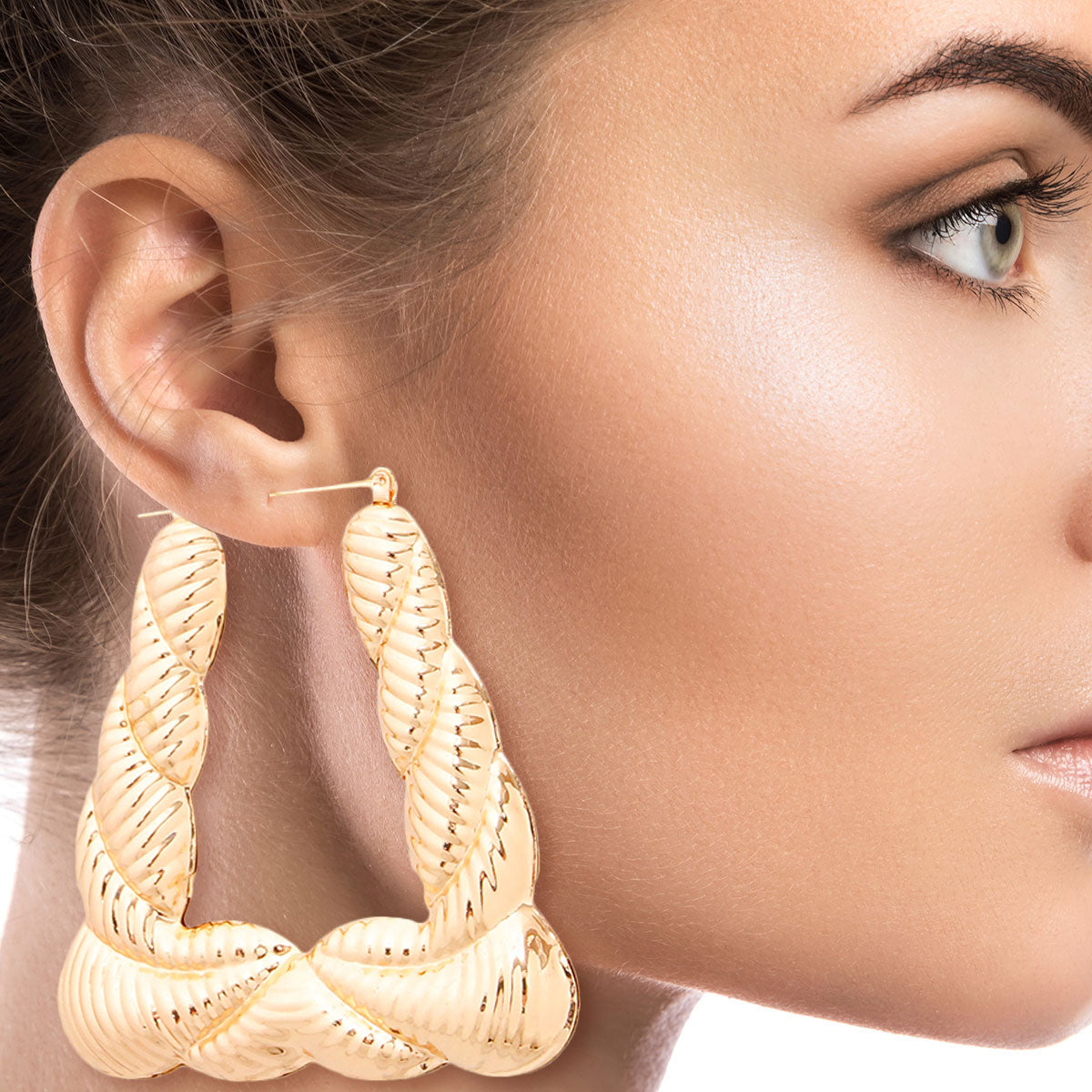 Gold Trapezoid Hoop Earrings