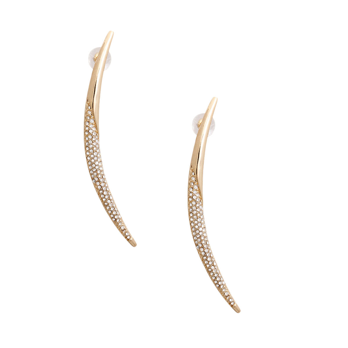 Gold Rhinestone Crescent Earrings