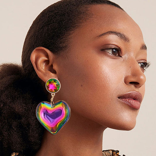 Rainbow Crystal Heart Earrings