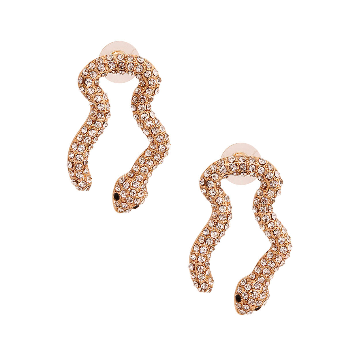 Gold U Pave Snake Earrings