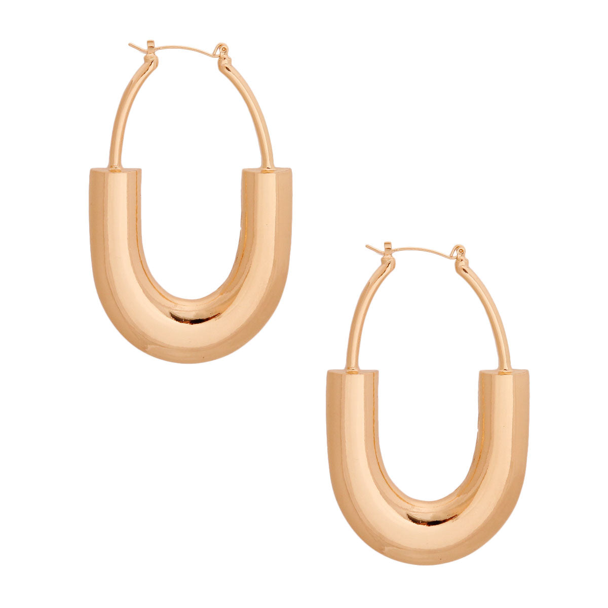 Gold Metal U Hoop Earrings