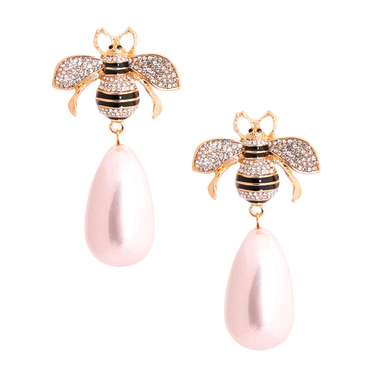 Bee Pearl Teardrop Earrings
