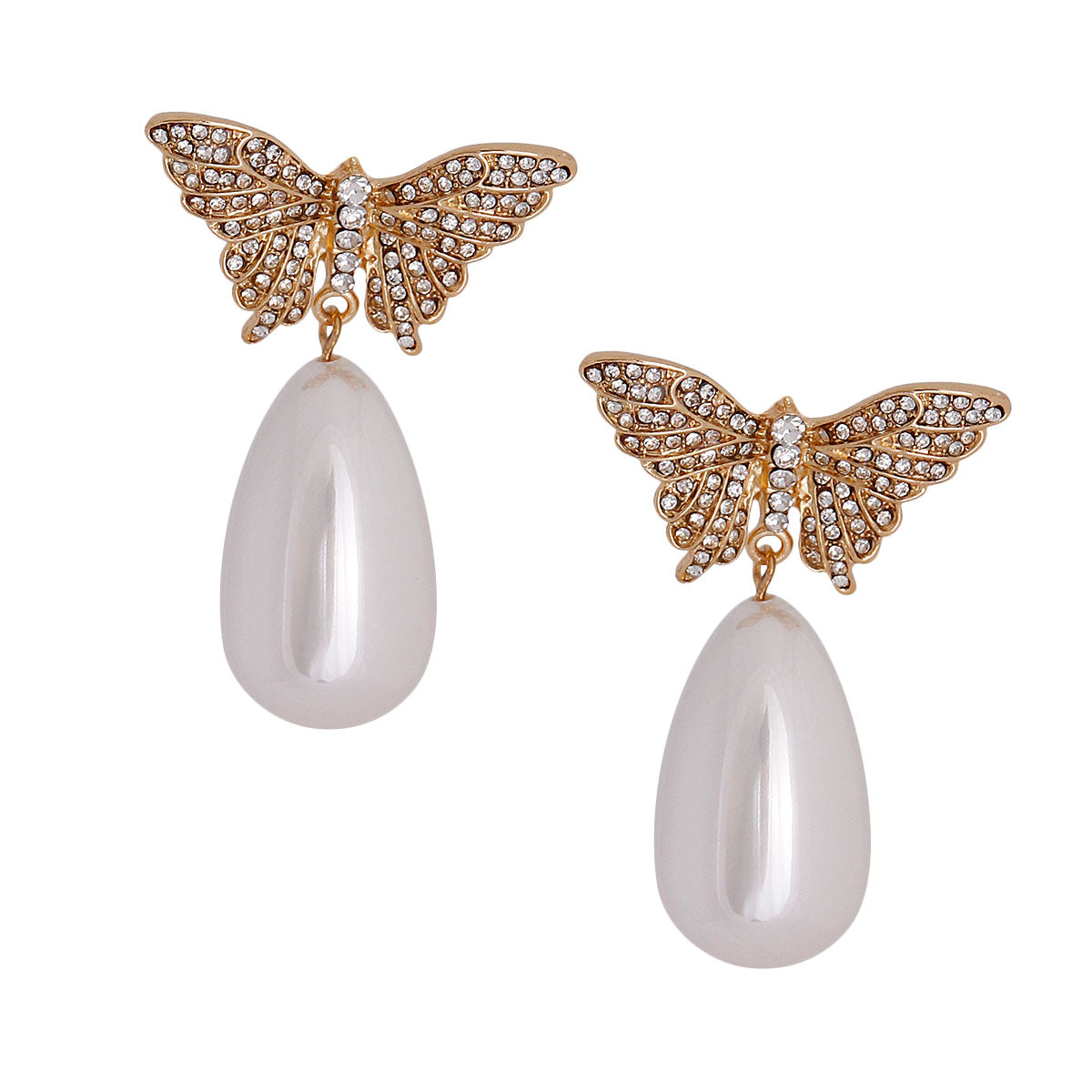 Butterfly Teardrop Pearl Earrings