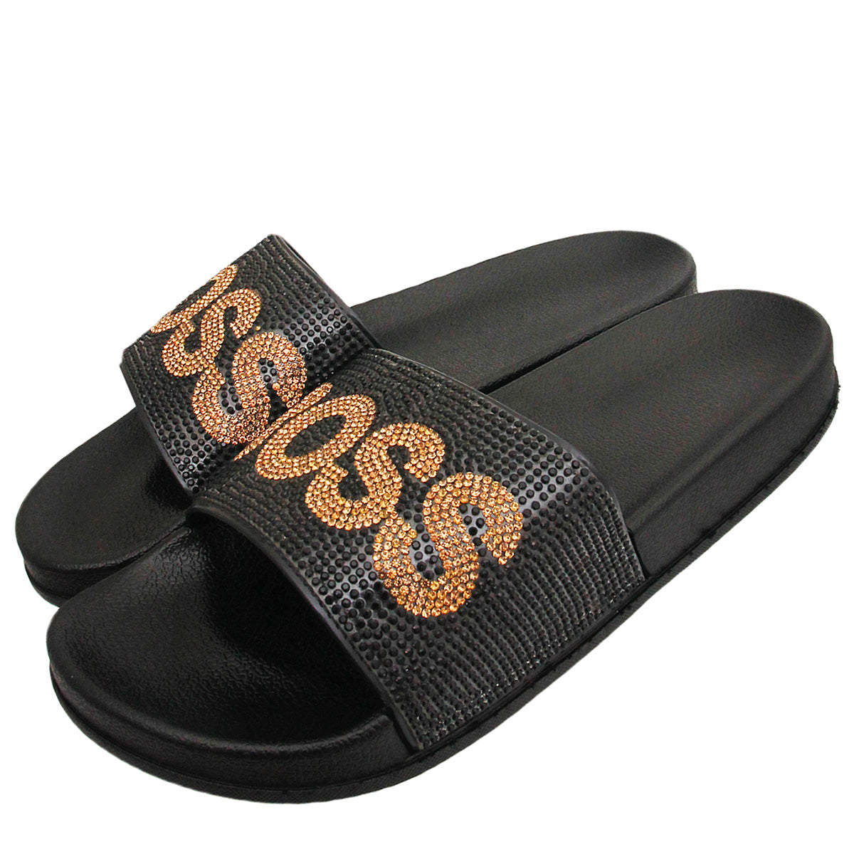 Size 10 BOSS Black Slides