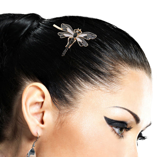 Black and White Dragon Fly Bobby Pin