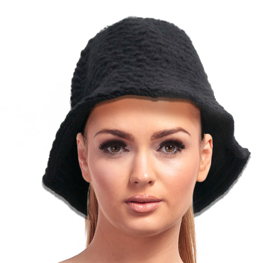 Black Knit Bucket Hat