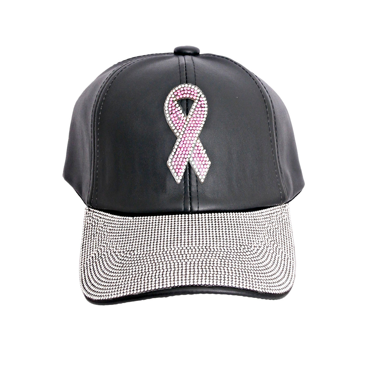 Rhinestone Cancer Ribbon Hat