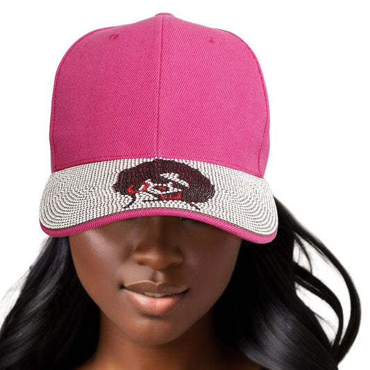 Hat Fuchsia Afro Bling Baseball Cap for Women