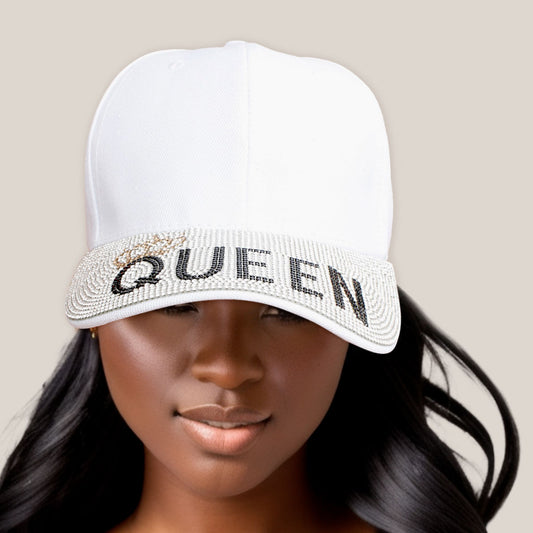 Hat White Queen Bling Baseball Cap for Women