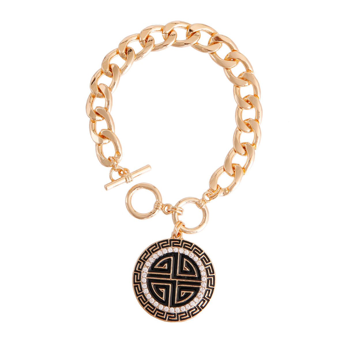 Black and Gold Greek Toggle Bracelet