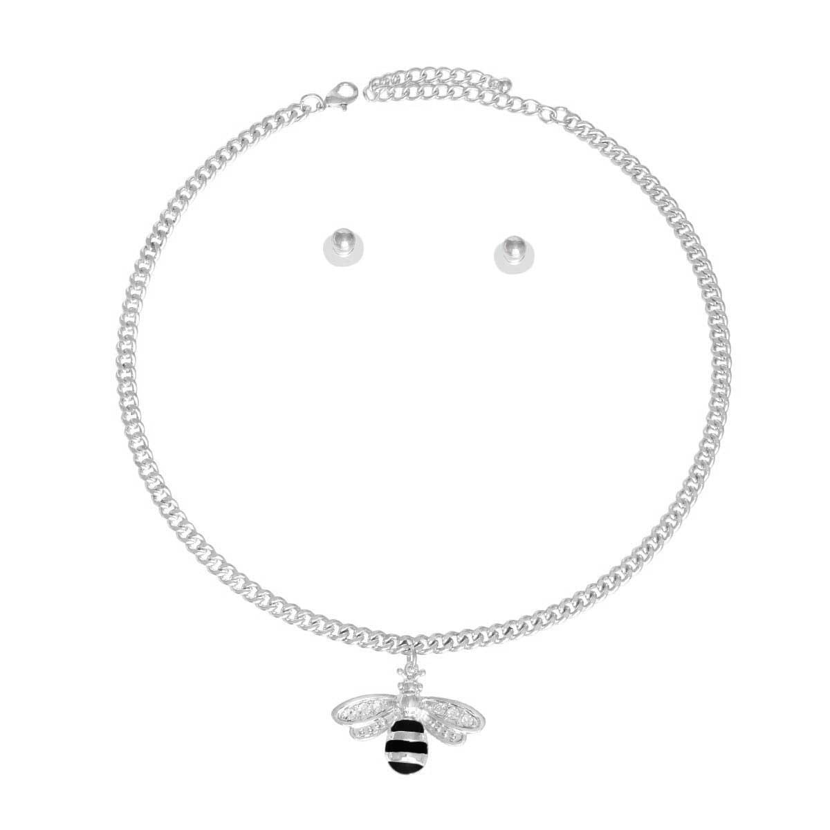Bee Silver Curb Chain Necklace