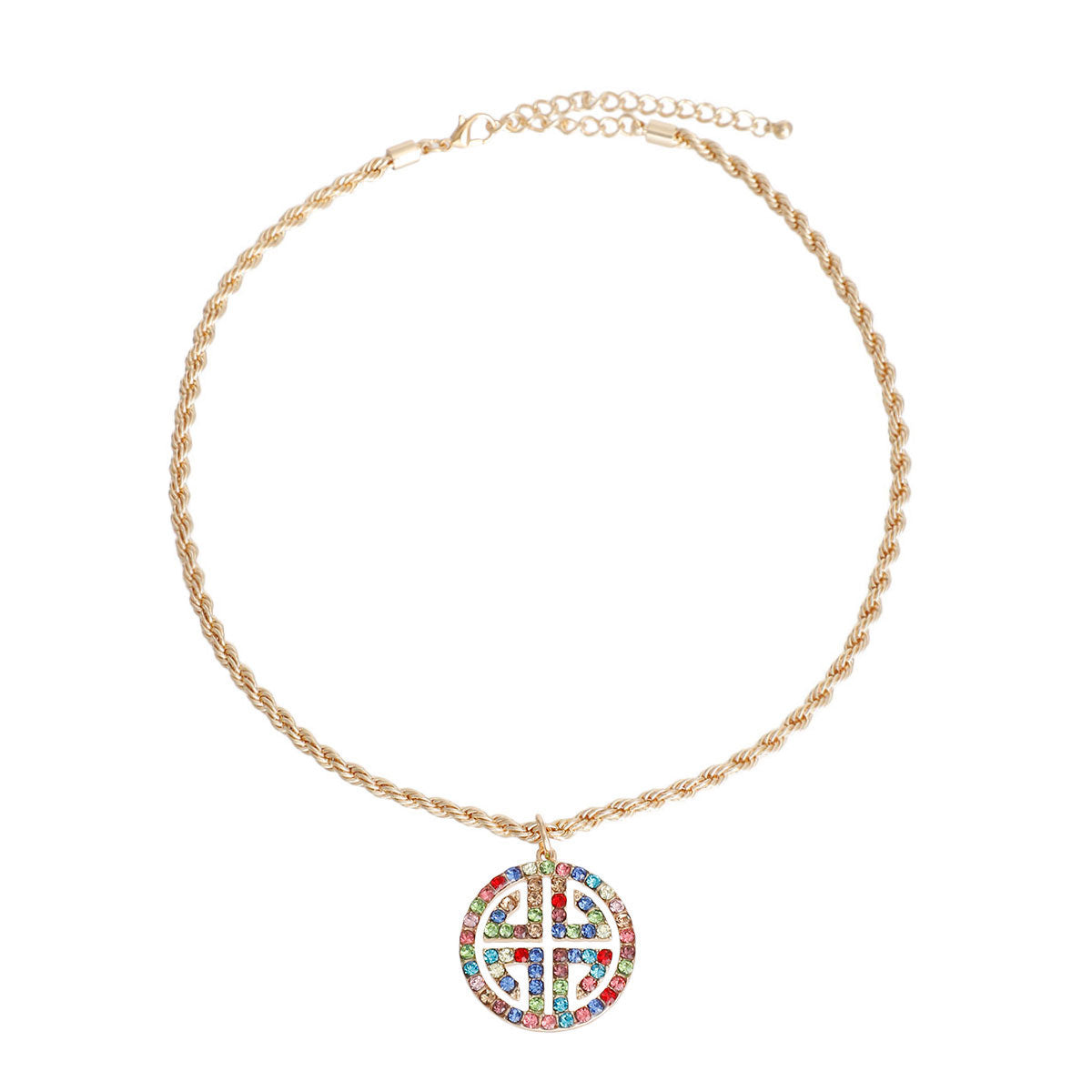 Gold Twisted Chain Multi Greek Key Necklace