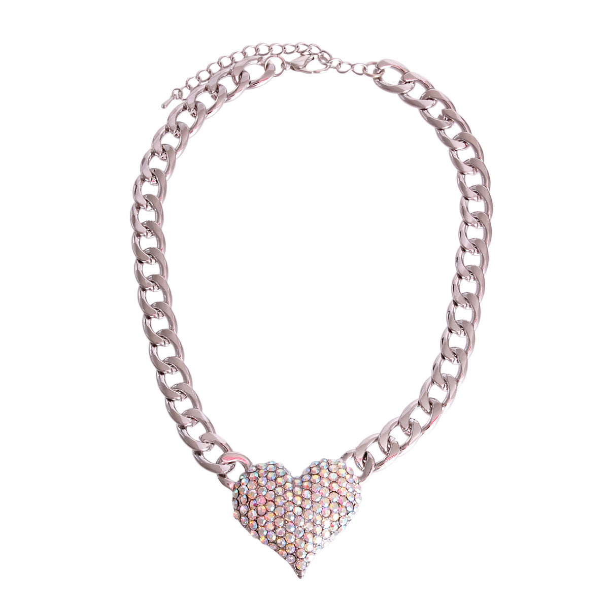 Aurora Borealis Rhinestone Heart Necklace
