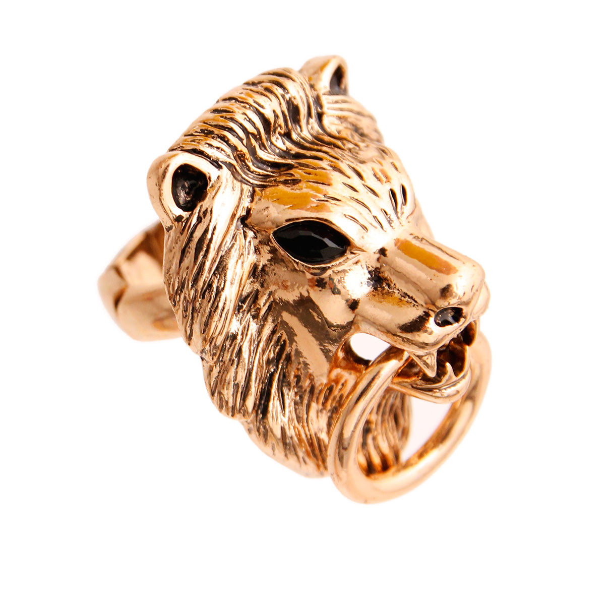 Burnished Gold Designer Lion Ring