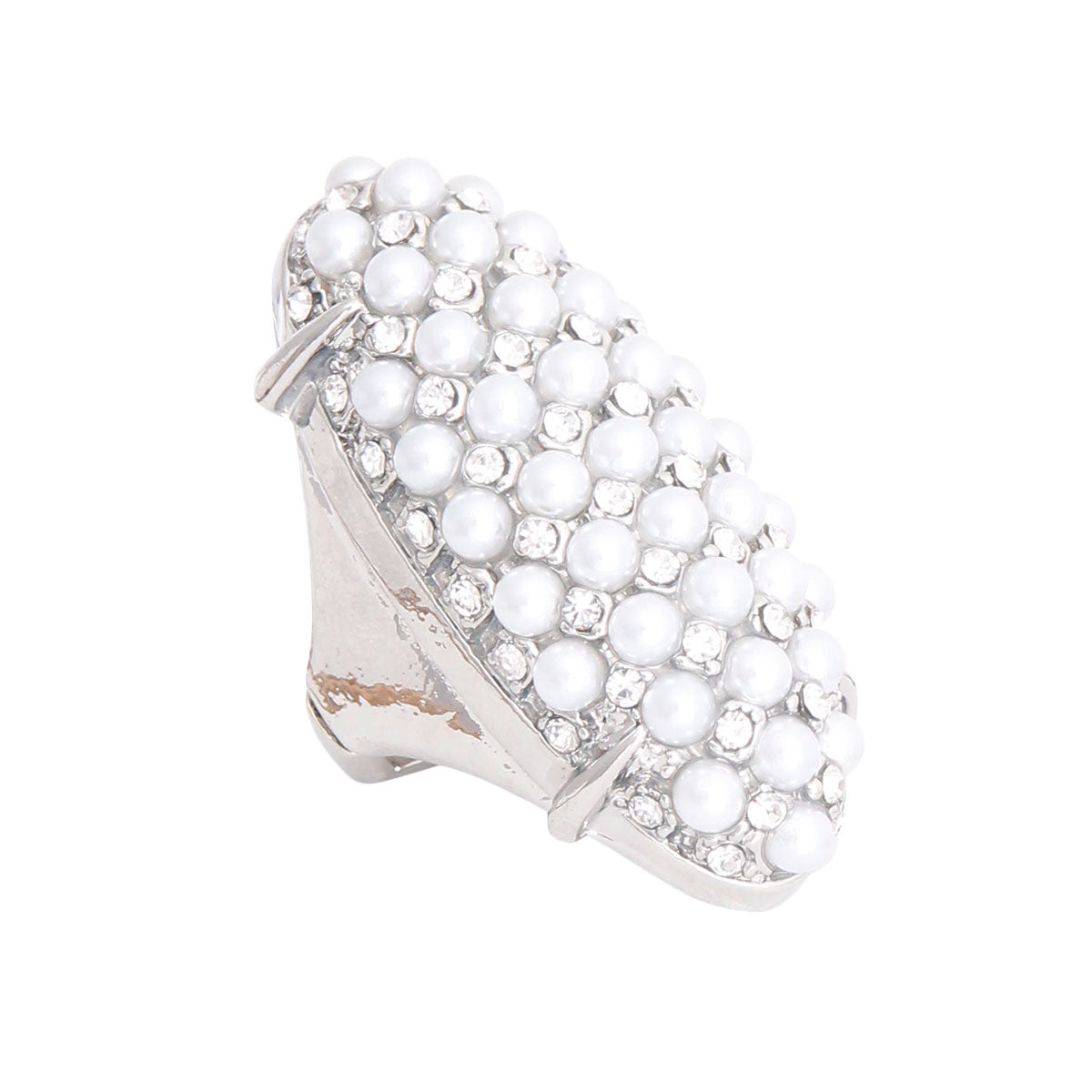 Elongated White Pearl Ring