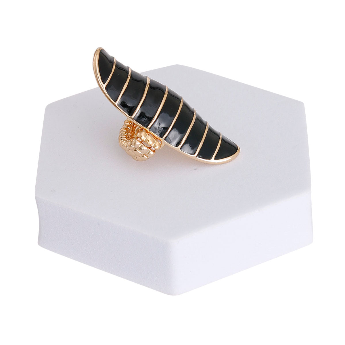 Black and Gold Elongated Ring