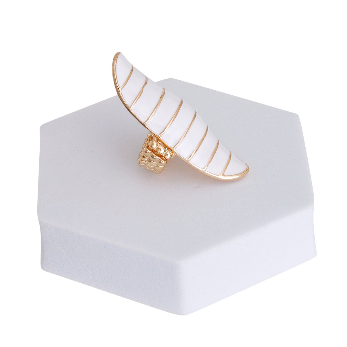 White and Gold Elongated Ring